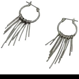 Silver Fringe Hoop Earrings - Women Jewelry